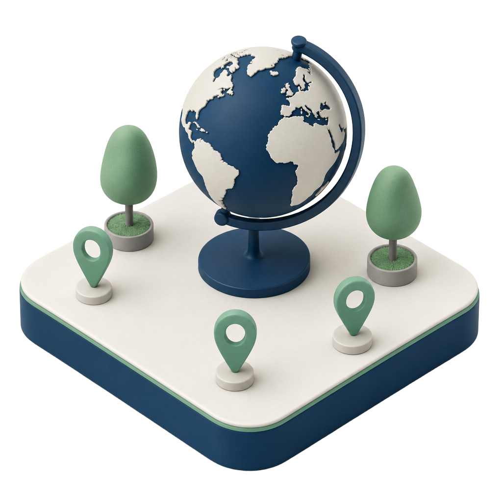 Country Selection illustrated as a soft-shaded miniature