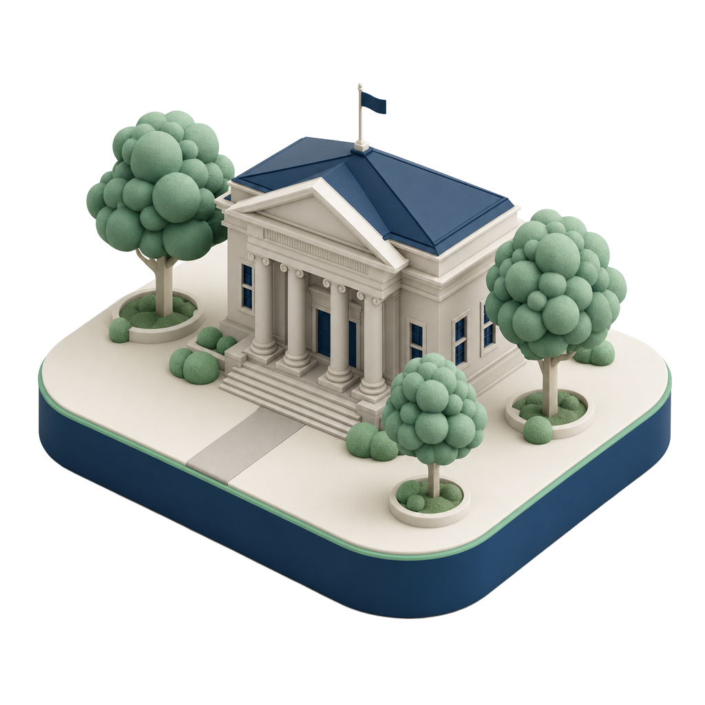 University Mapping illustrated as a soft-shaded miniature